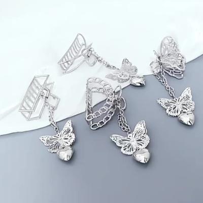 China Soft simple accessories hairpin alloy girl temperament butterfly ponytail hook back head clip for girls for sale