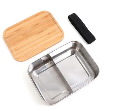 China Freshness Preservation 304 Stainless Steel Box Stainless Steel Food Container Storage Lunch Box With Lid Bamboo Bento Box With Lid Bamboo Bandage for sale