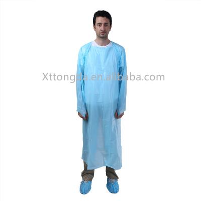 China CPE 20-30gsm CPE Gown with Thumb Loop and Ties for Daily Wear for sale