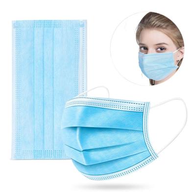 China 3 Ply Adult Disposable Medical Nonwoven Blue Face Mask With Adjustable Nose Wire And Earloop For Hospital for sale