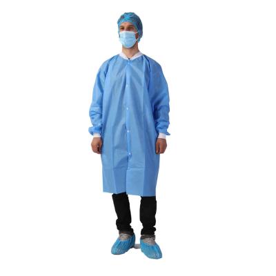 China Water Proof Protective Light Barrier Non Woven Disposable Blue Lab Coat for sale