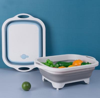 China Newly design 2-in-1 folding disposable cutting board with basket with filtering water for sale