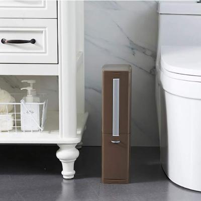 China Sustainable Bathroom Trash Can And Toilet Play Brush Waste Bin With Lid Toilet Brush And 4 Waste Bag Tissue Box Holder In 1 Bathroom for sale