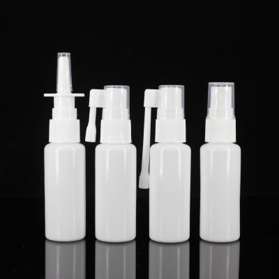 China Medicine Personal Care Throat Spray Bottle 20ml White Oral Nasal Sprayer Bottles With Long Spout for sale