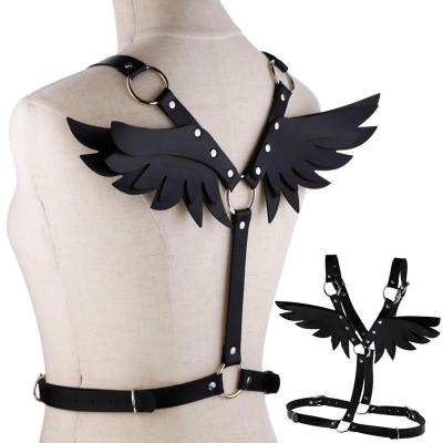 China ALLOY Women's Gothic Angel Wings Bondage Harness Waist Fetish Body Harness Belt Sexy Leather Belt for sale