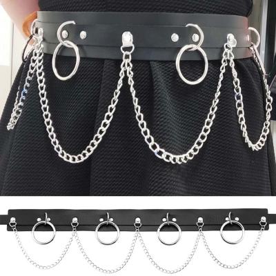 China ALLOY Rock Metal Chain Ring Belt Simple Personality Retro Double Layer Pants Punk Belt for sale