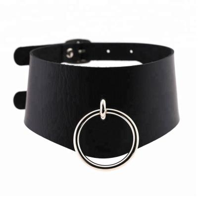 China Punk Leather Slave Collar Neckerchief O Ring Collar BDSM Bondage Collar Punk for sale