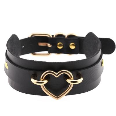 China Gold Color Heart Choker Ring Personality Exaggerated Punk Crazy Punk Sexy Necklace Nightclub Necklace Men Women for sale