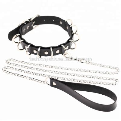 China Fashion Punk Personality Exaggerated Rivets Collar Flirting SM Chocker Dog Collar Dog Slaves Pull Rope Choker for sale