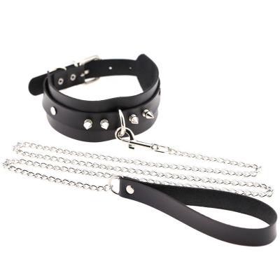 China Punk Exaggerated Rivets Studs Collar Flirting SM Chocker Collar Dog Slaves Pull Rope Choker Collar for sale