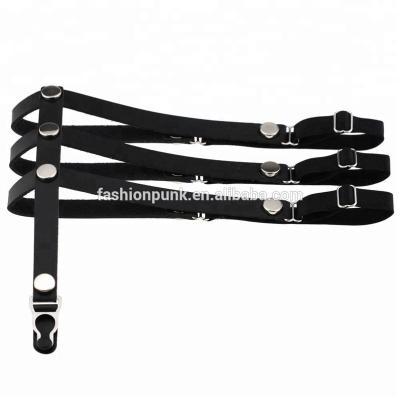 China Goth Punk Rock Goth Cosplay Harajuku Clip Leg Garters Belt Elastic Nylon Elastic Punk Harness Handmade Sock Leather Single Garter for sale