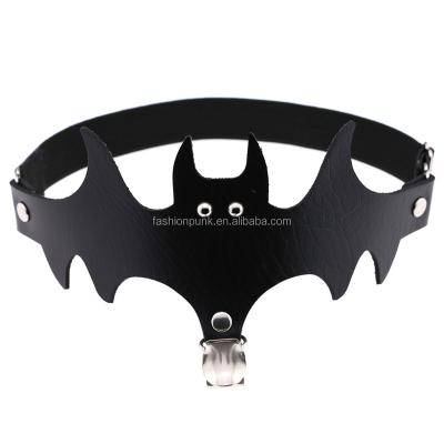 China Sexy Handmade Harajuku Halloween Leather Bat Train Women Leather And Elastic Leg Ring Hoop Garter Belt for sale