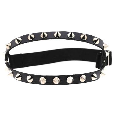 China Women's Sexy Harajuku Punk Rock Goth Spikes Leather Studs Elastic Knee Legs Garter Belt for sale