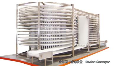 China Double Drum Spiral Bread Cooling Conveyor For Vegetables And Seafood for sale