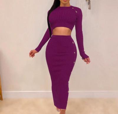 China 2020 Anti-Static Women Crop Top And Skirt Clothing Women Two Piece Set for sale