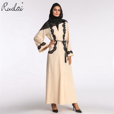 China Ruolai MSDC0010 Women's Clothing Long Sleeve Dress Long Daily Style New With Appliques Muslim Dresses For Women for sale