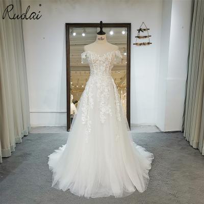 China Sweetheart QW01250 Breathable Simple Off-the-Shoulder Bride Dress Tulle A Line Lace Appliques Wedding Bride Dresses for sale