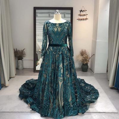 China RUOLAI OEV-L4367 Breathable Long Sleeve Ladies Plus Size Woman Dress Party Green Plus Size Evening Dresses for sale