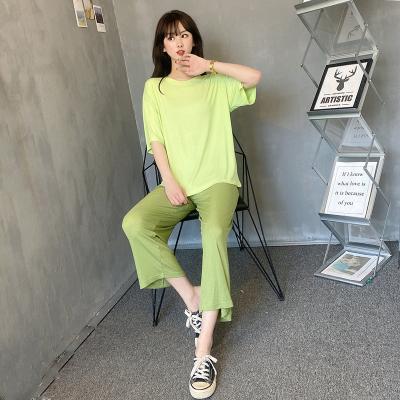 China Women's QUICK DRY Modal Casual Yarn Pajamas Factory Pants Homewear Short Sleeve Grown Suit for sale