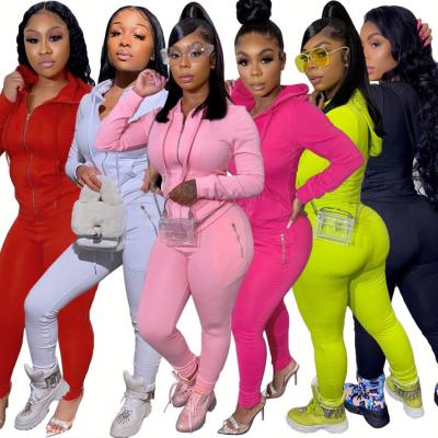 China Anti-pilling Sportswear Ladies Outfits Women Sweat Suit 2 Piece Women Set Zipper Sweatpants And Hoodie Joggers Pants Two Piece Set for sale