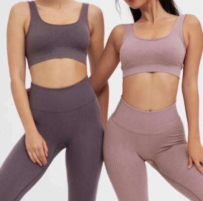 China Breathable Drop Shipping Seamless Yoga Sports Bra Yoga Leggings & Apparel Set Seamless Fitness &yoga Wear Bra&Brief Set for sale