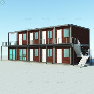 China 2 Storey Prefab Hotel Rooms Container Family Motel Modern Modular Low Cost Motel Buildings for sale