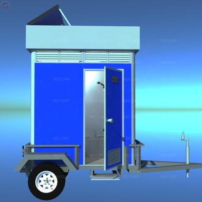 China New modern 2 in 1 mobile portable toilet with mobile trailer toilet and portable shower room on the trailer for sale