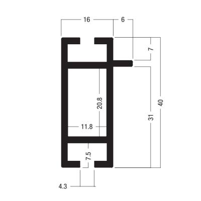 China Z4300 40x16MM Beam Extrusion,Aluminum 2 way system,Aluminum equipmen suit for tension lock en venta