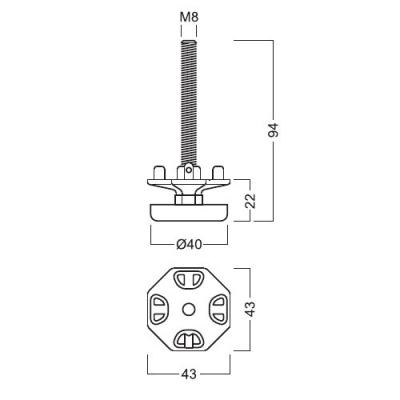 China S140 Adjustable foot of eight way extrusion,Components of Octanorm Similar Drawing,  R8  exhibition system for sale