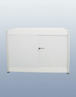 China Lockable Information Counter on exhibition system booth,Octagonal Prism Desk lockable with sliding door en venta