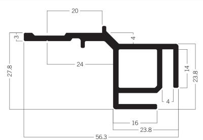 China M1322 Inner Conner Adaption Profile of 40-80-100MM Maxima system,Tension fabric aluminum extrusion for sale