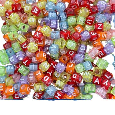 China Jewelry Making Used For Jewelry Making Handmade Diy ABC Bracelet Necklace Mixed Transparent Letter Beads Square Color Letter Beads for sale