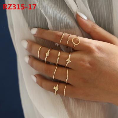 China Fashion Eco-friendly Geometric Rings Material Hot Selling Women's Antiques Crystal Personality Jewelry Ins Hot Shiny Ring Set for sale