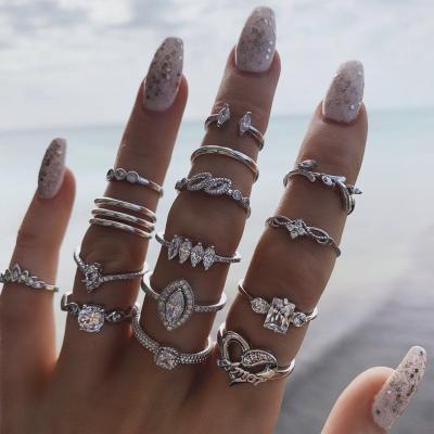 China BOHEMIA Boho / Hippie Rings Set Antiques Geometric Ring For Women Finger Rings Fashion Crystal Personality Jewelry for sale