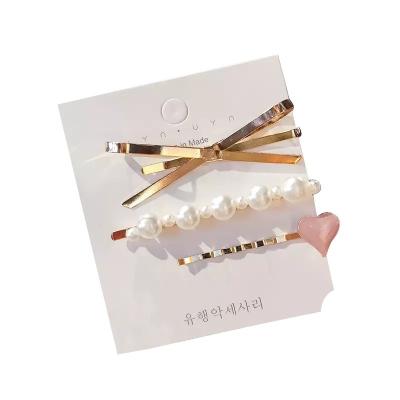 China Korea love hairpin CIA hot style elegant dripping net red pearl hairpin retro set the word clip female hair accessories wholesale for sale