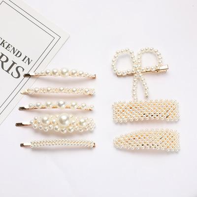 China Eco-friendly hot sale ins hair accessories for women ivory simulation pearl barrette pearl hair accessories girls for sale