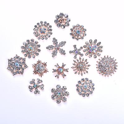 China Elegant many kinds of flower rhinestone brooch flatback for wedding bouquet decoration for sale