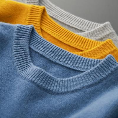 China New Pure Woolen Anti-Wrinkle Sweater Men's Round Neck Thickened Sweater Work Seven Needle Casual Thick Dimpling Sweater OEM Service 12GG Knit for sale