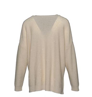 China Anti-wrinkle yarn hot sale cashmere beaded low section basing fashion against loose knit fashion V-neck sweater women OEM service for sale