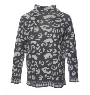 China Anti-pilling 70%Wool 30%cashmere Knitted Long Sleeve Women Sweater 12GG OEM Computer Customized for sale