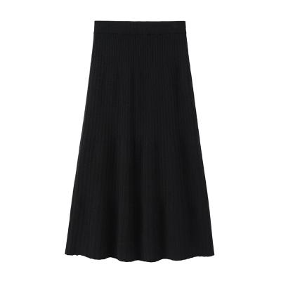 China Breathable Pure Cashmere Knitted Half-body Skirt High Waist Pleated Slim Package Hip Bottoming Cashmere Skirt Mid-Line One-Line Length OEM for sale