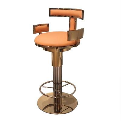 China Modern Leather Ultra-qian Mirror Stainless Steel Vacuum Plating Bar Chair for sale