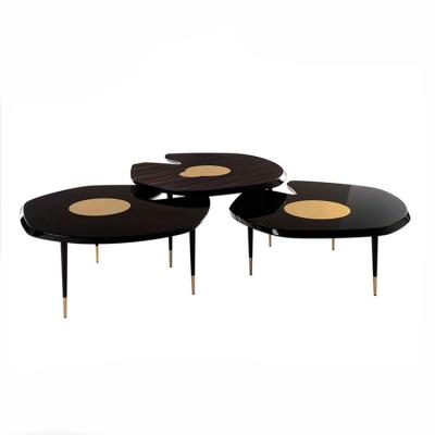 China New Wholesale Best Price Extendable Round Table Combination Round Table Tea Table Wooden Set 1 3 Pieces for sale