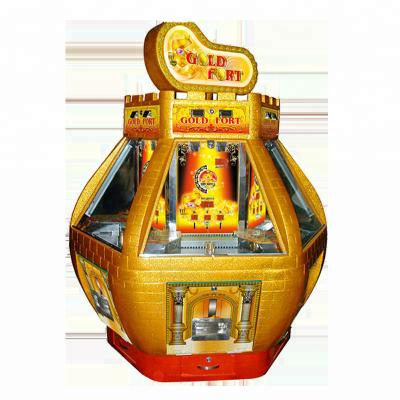 China Metal 6 players Gold Fort Arcade Coin Pusher with JACKPOT game for sale