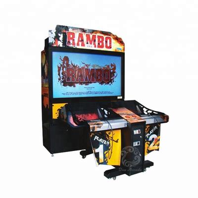 China Yonee Metal Hot Selling Simulator 55 Thumb Electronic Coin Operated RAMBO Arcade Shooting Gun Game Machine for sale