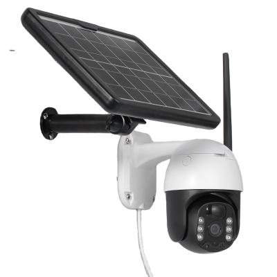 China Pro-HD 4G SIM Solar Powered PTZ Built-in Siren Rotating 355 Degree Security CCTV for sale