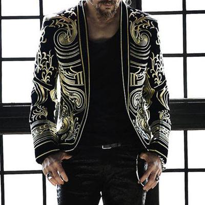 China Luxury Baroque Size QUICK DRY Stage Costume Plus Stage Costume Plus Size Gold Embroidery Cardigan Jacket Male DJ Men's Slim Unisex Blazer Coat for sale