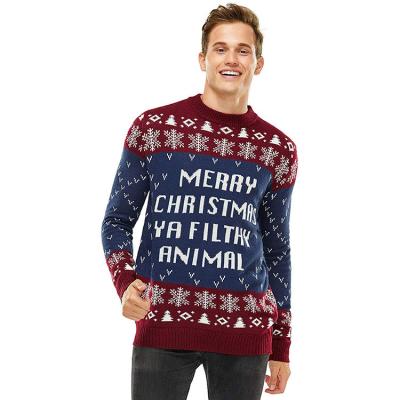 China 2022 QUICK DRY Amazon Christmas Reindeer Jacquard Knit Sweater For Men And Women for sale