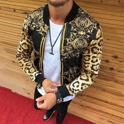 China 2022 Newest Design Hippie Blazer Collar Stand Collar QUICK DRY Leopard Floral Swirl Zipper Down Slim Mens Sports Coat Varsity Jacket for sale