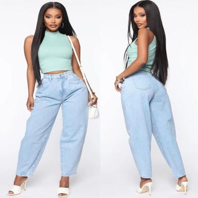 China Breathable Plus Size Women Streetwear Mom Jeans High Waist Loose Boyfriend Pants Denim Pants for sale